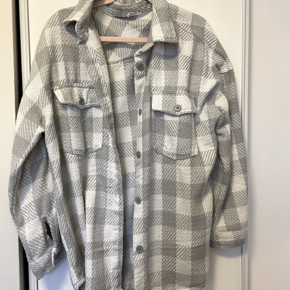 Ardene Light Grey and White Flannel Size Large